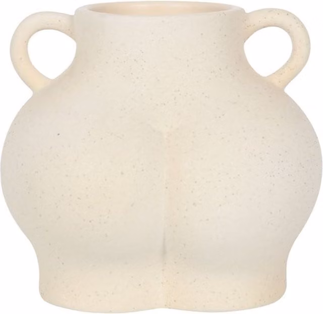 KDMK White Speckle Bum Ceramic Tabletop Plant Pot