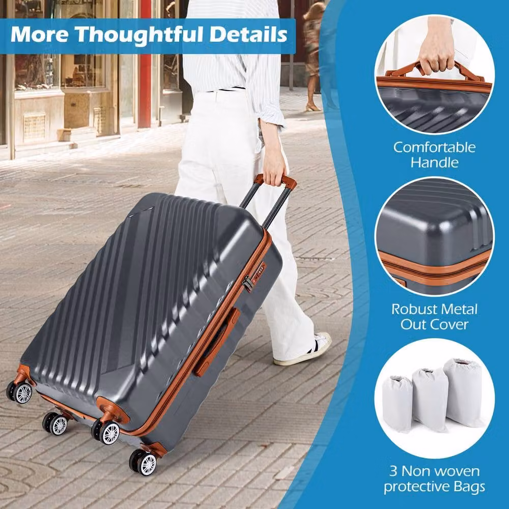 Costway Luggage Set of 3 in Grey – 7