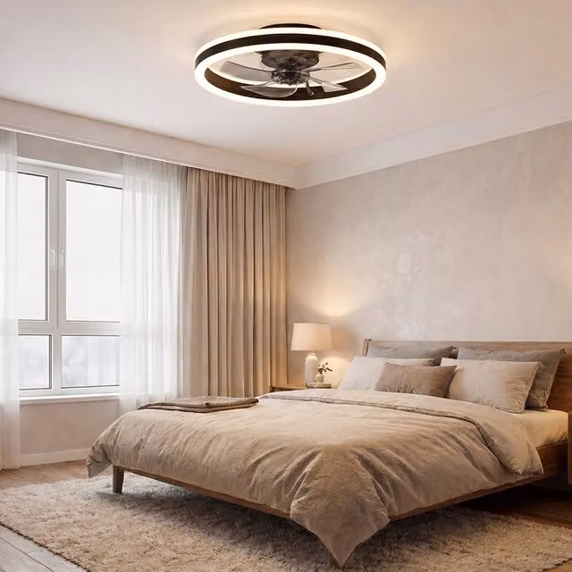 Emitto Modern LED Ceiling Fan with Remote Control and Dimmable Light, Black