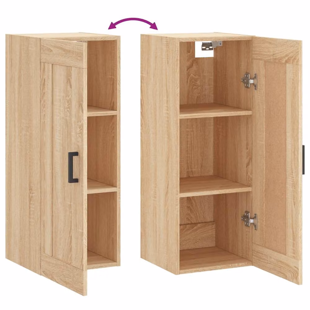 Berkfield Home Wall Mounted Sonoma Oak Cabinet in Light Brown, W/D/H: 34.5 x 34 x 90 cm – 3