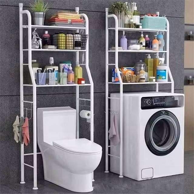 Nordara White 3-Tier Over Toilet Storage Rack in Metal – 1