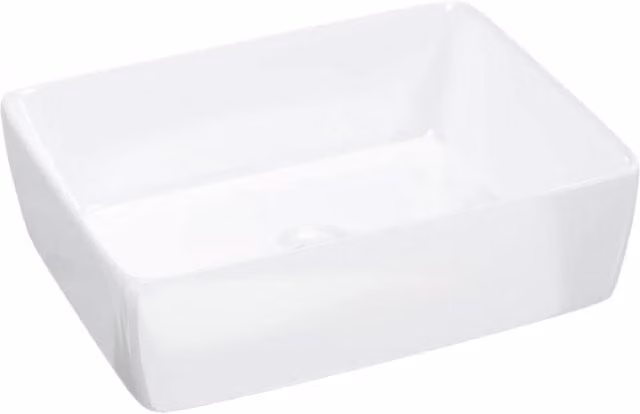 Berkfield Home White Ceramic Rectangular Wash Basin, W: 48 cm, D: 37 cm, H: 13 cm