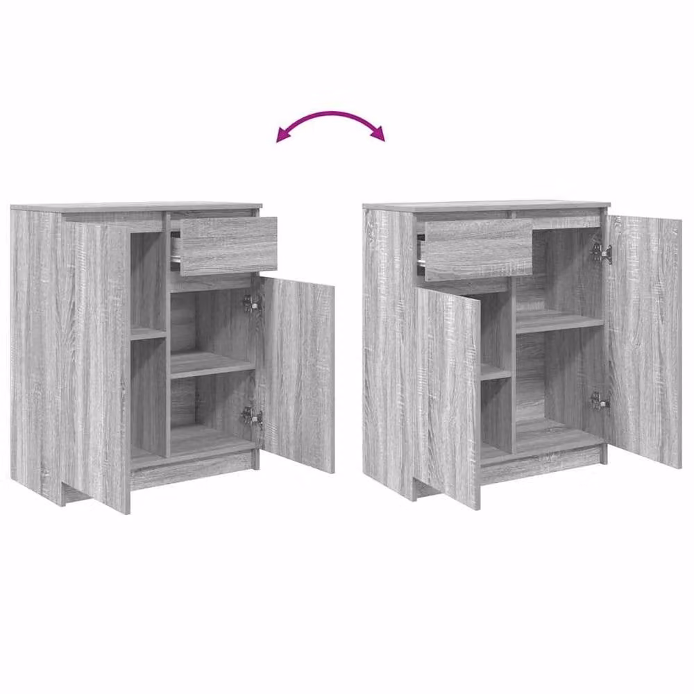 Berkfield Home Grey Sonoma Sideboard with Drawer, W/D/H: 71 x 35 x 84 cm – 3