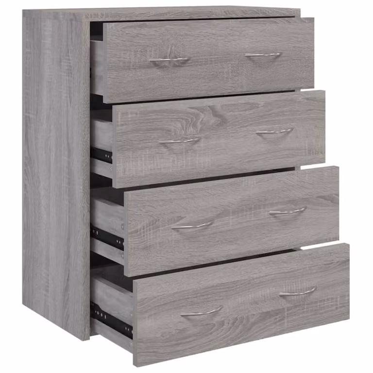 Berkfield Home Sideboard with 4 Drawers in Grey Sonoma, W/D/H: 60 x 30.5 x 71 cm