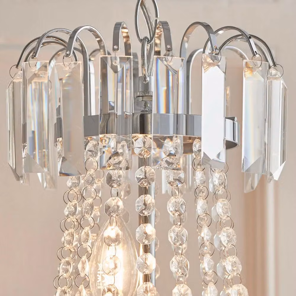 Loops Retro 6-Light Glass Pendant Chandelier in Chrome and Transparent – 2