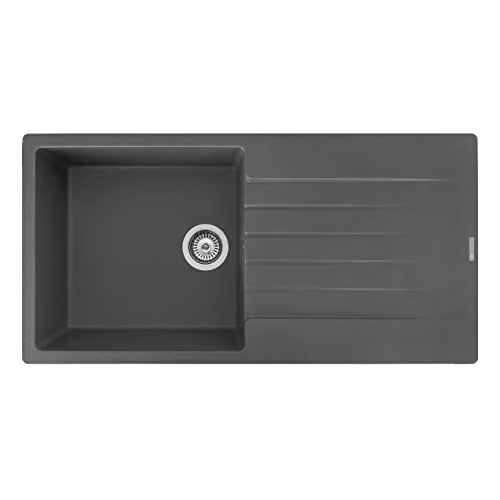 Reginox Harlem10 Single Bowl Reversible Inset Kitchen Sink in Silver Grey Granite Composite, W: 110 cm, D: 58 cm, H: 30 cm