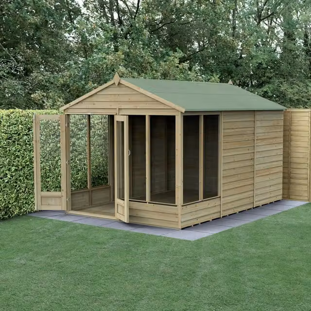 Forest Garden Apex Summerhouse with Base, Brown, W: 244 cm, D: 366 cm