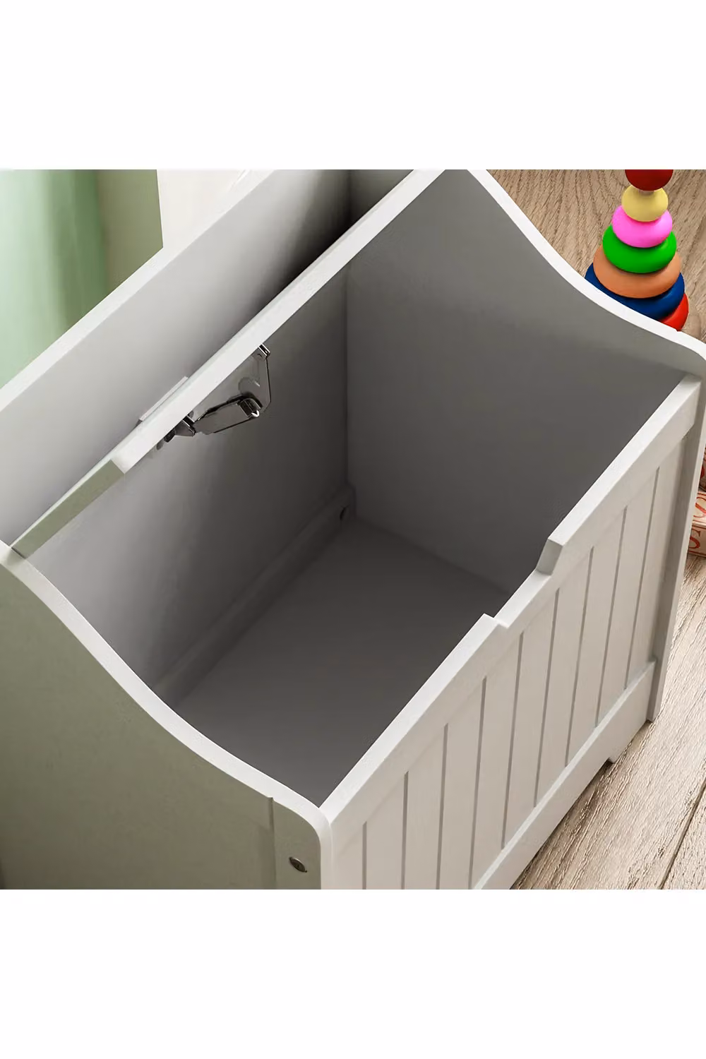 Home Discount Vida Designs Priano Dual-Purpose White Wood Toy Box and Laundry Chest – 2