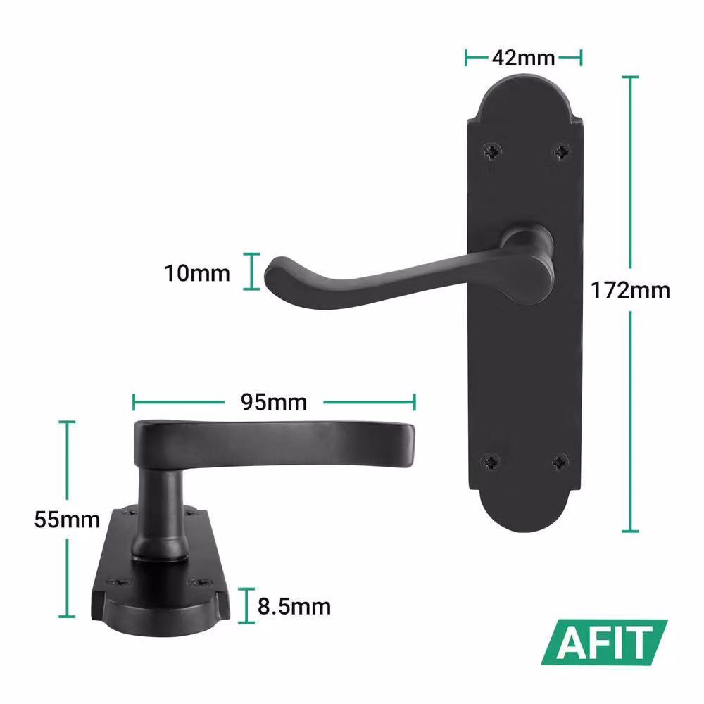 AFIT Matt Black Door Handle Latch Set with 6 Pairs of Hinges – 2