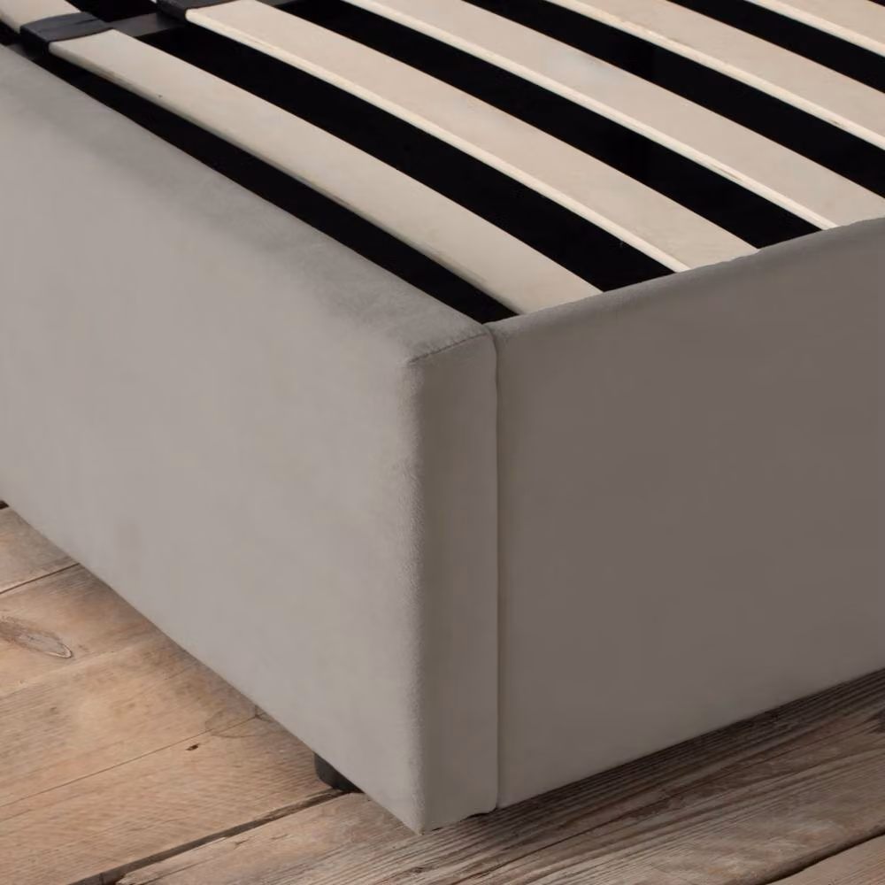 Snuggle Beds Noelle Stone Grey Upholstered Storage Ottoman Bed Frame, Super King, W/D/H: 200 x 140 x 204 cm – 2