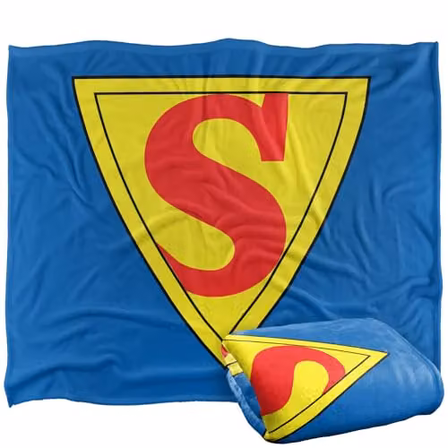 LOGOVISION Superman 1939 Logo Shield Super Soft Silky Touch Fleece Throw Blanket, Multicolour, W: 127 cm x H: 152.4 cm