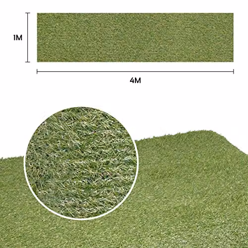 GardenKraft Artificial Grass Roll, 15 mm High-Density Dark Green Two-Tone Pile, UV-Stabilised, W: 1 m, L: 4 m – 2