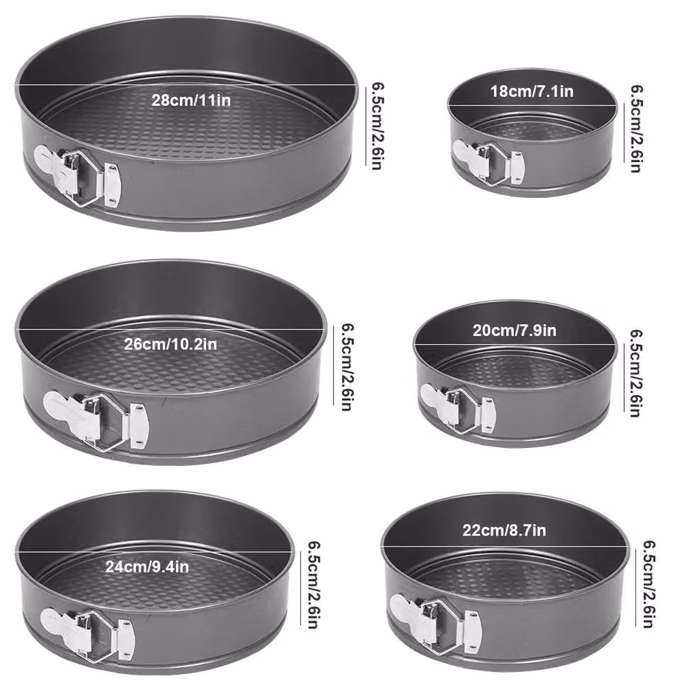 FORGEVIO Set of 6 Grey Non-Stick Round Springform Baking Pans with Loose Base – 5