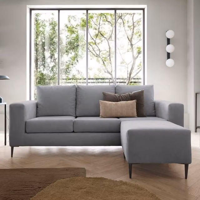 Abakus Direct Capri Reversible L-Shape Corner Sofa with Matching Ottoman in Cool Grey – 1