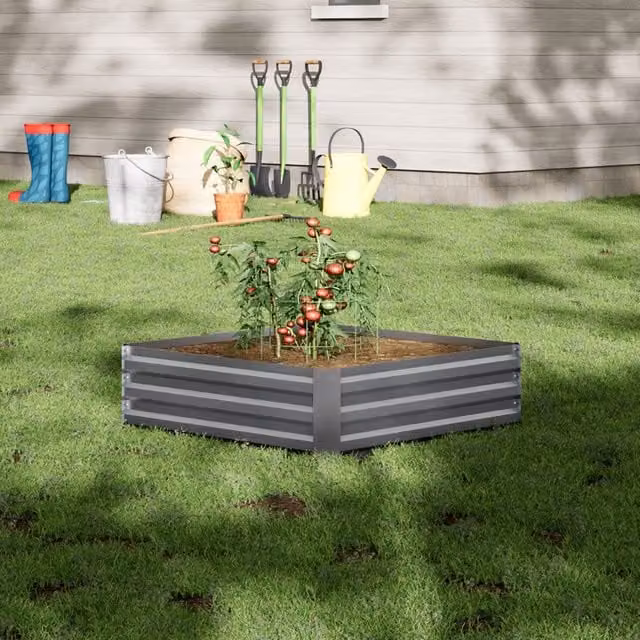Breeins Grey Metal Raised Garden Bed W/D/H: 100 x 100 x 30 cm