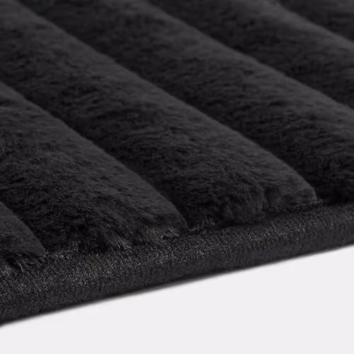 OHS Black Faux Fur Ribbed Area Rug, W/D: 120 x 170 cm – 3
