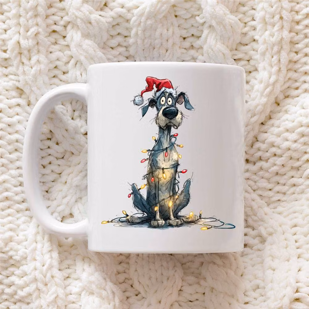 60 Second Makeover Great Dane Christmas Lights Ceramic Mug in White – 2