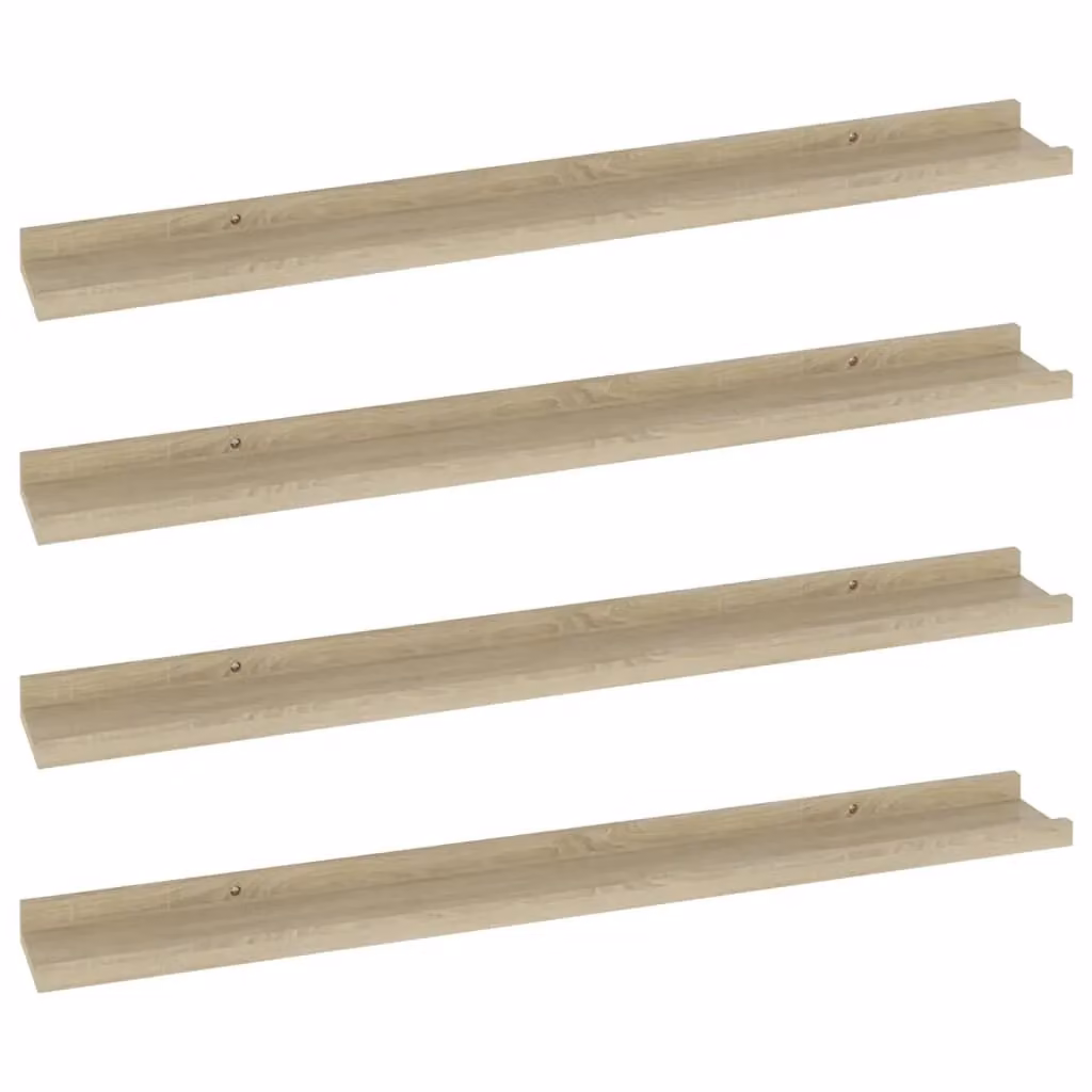 Berkfield Home Wall Mounted Shelves, 4 Piece Sonoma Oak Set in Brown, W/D/H: 80 x 9 x 3 cm – 2