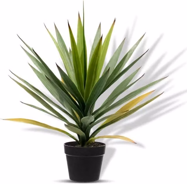 NESTLUNE Green Artificial Agave Succulent Tree in Pot for Indoor Tabletop Décor, H 100 cm x W 15 cm x D 15 cm – 1