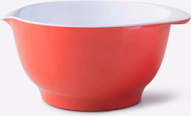 Zeal Melamine Non Slip Mixing Bowl with Pouring Spout, Red and White, 4 l