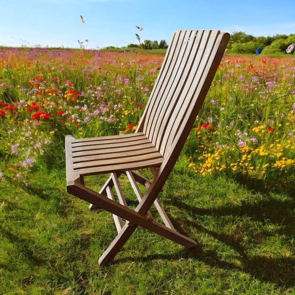 Minster Miami Garden Folding Chair in Brown Teak, W/D/H: 47 x 37 x 95 cm – 3