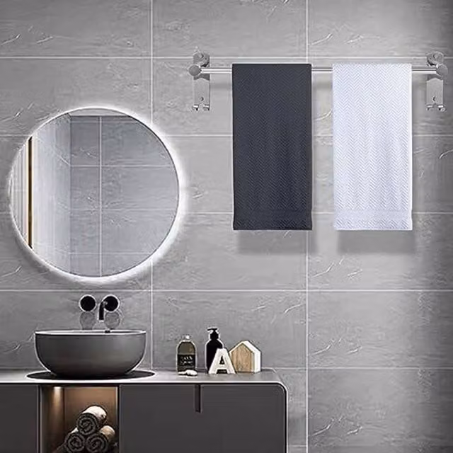 EONLION Single Towel Rail Holder, Wall Mounted, Silver, Width: 60 cm – 1