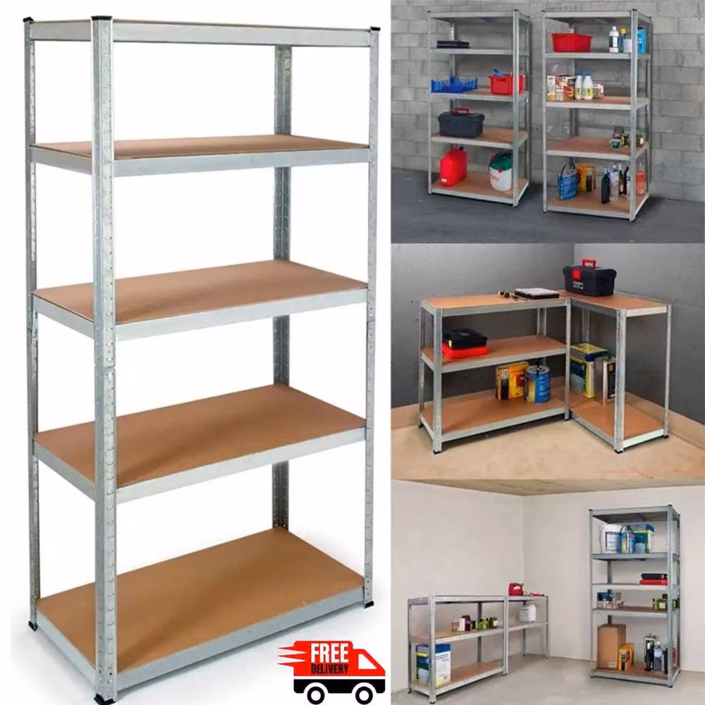 VOGREX 5-Tier Heavy Duty Boltless Metal Garage Shelving in Beige – 2