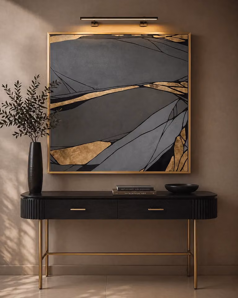 Tommy Franks Gold Spectrum Abstract Canvas Wall Art in Gold and Grey