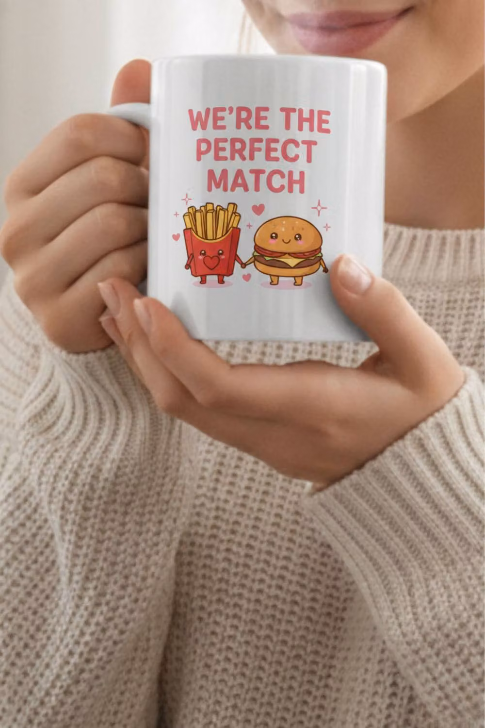 Dyzi We're The Perfect Match Printed Ceramic Mug, White – 4