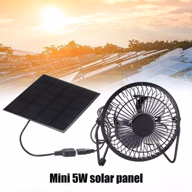 SPETLEK Solar Powered USB Rechargeable Portable Desk Fan in Black – 1