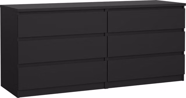 Furniture To Go Naia Wide Chest of 6 Drawers in Black Matt