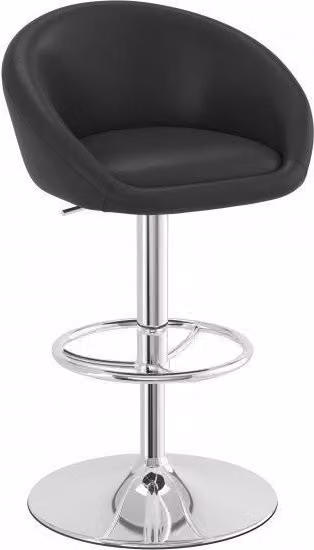 netfurniture Lombardy Adjustable Bar Stool in Black with Chrome Metal Frame and Synthetic Leather Seat