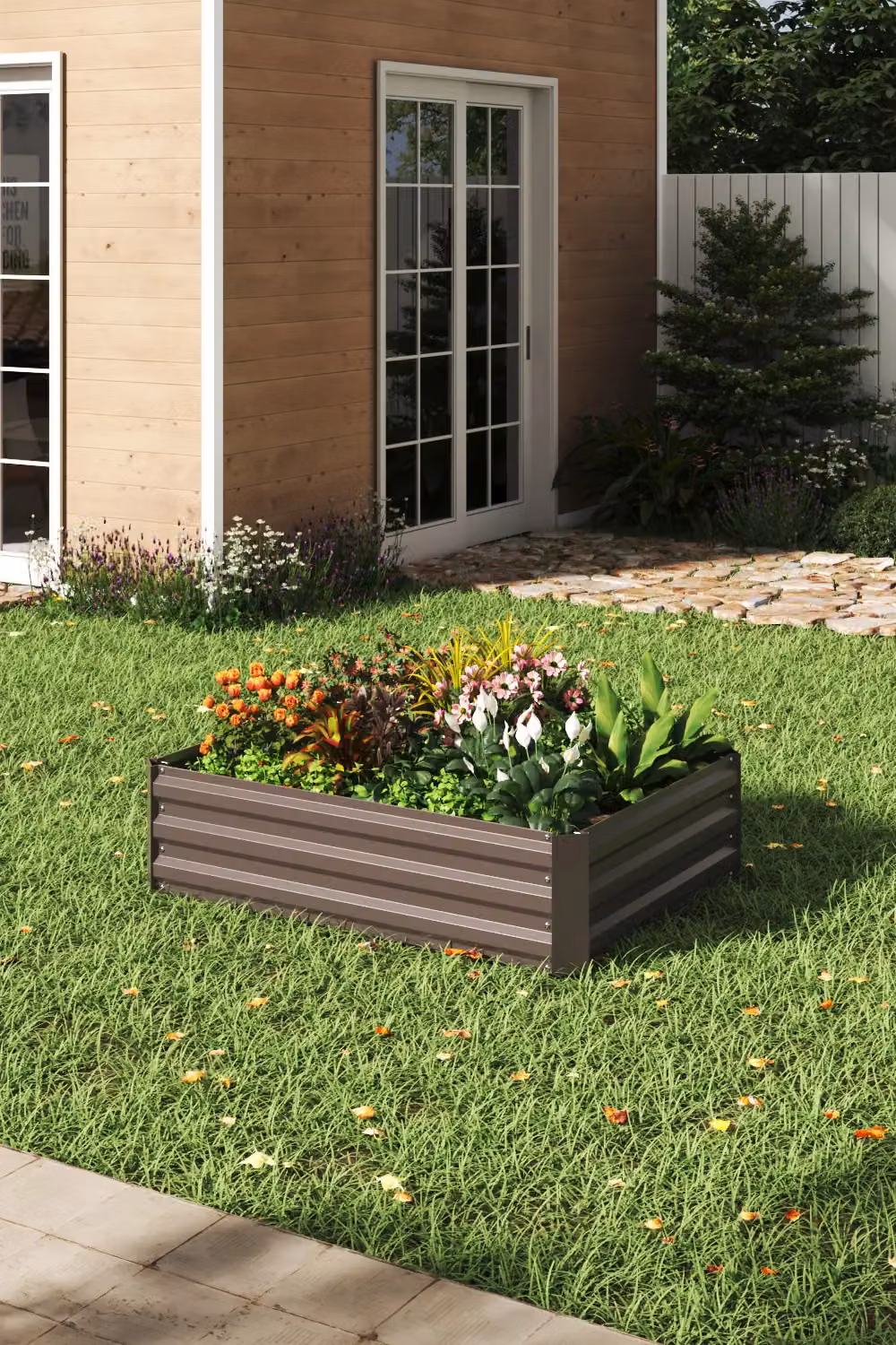 Living and Home Galvanised Steel Raised Garden Bed Planter Box in Brown, W/D/H: 120 x 90 x 30 cm – 3