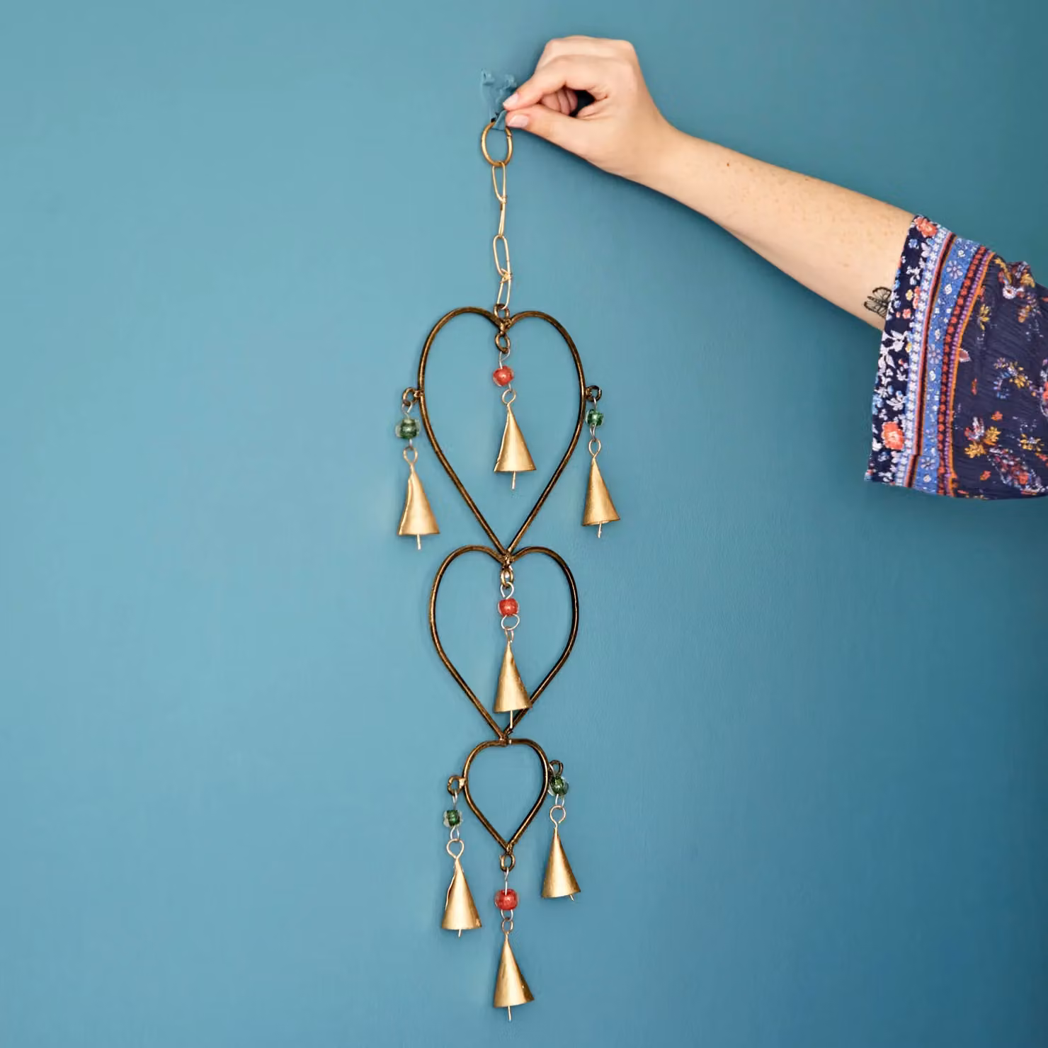 Paper High Gold Heart and Bells Wind Chime – 2