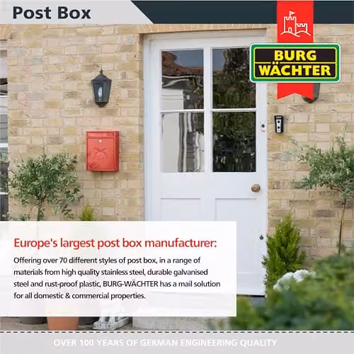 Burg-Wächter MB05R Red Compact Wall Mounted Steel Enamel Postbox W/D/H: 26 x 33 x 9 cm – 3