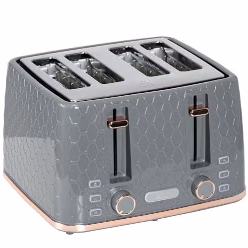 HOMCOM 4-Slice Toaster with 7 Browning Levels and 1600W Power in Grey – 1