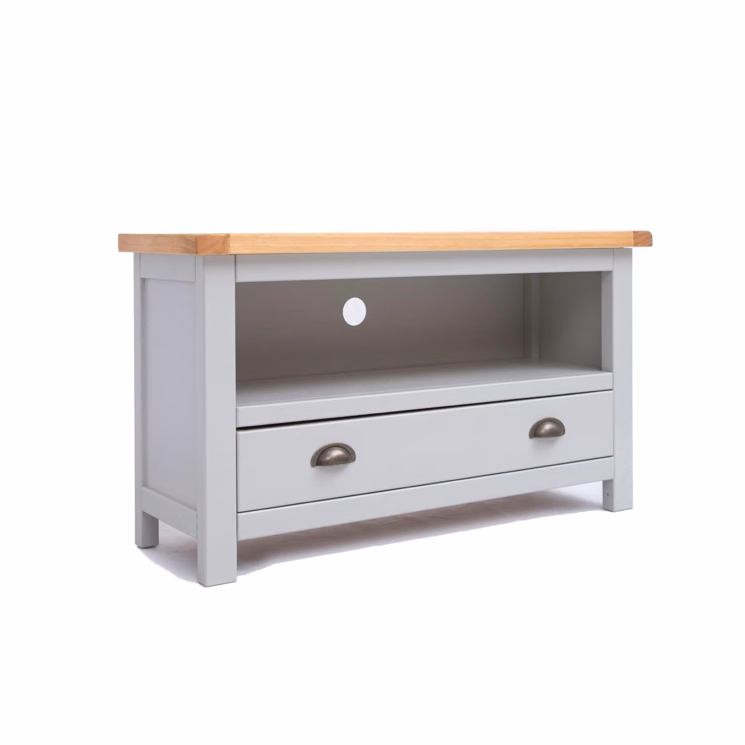Cabinet Bits Argenta Light Grey 1 Drawer TV Cabinet with Brass Cup Handle – 2