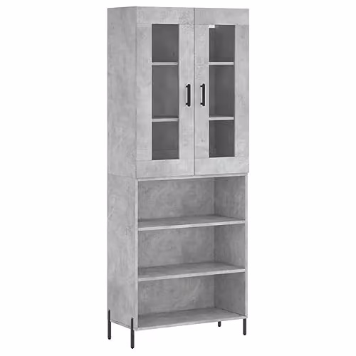 vidaXL Modern Highboard Sideboard in Concrete Grey Engineered Wood and Glass – 1