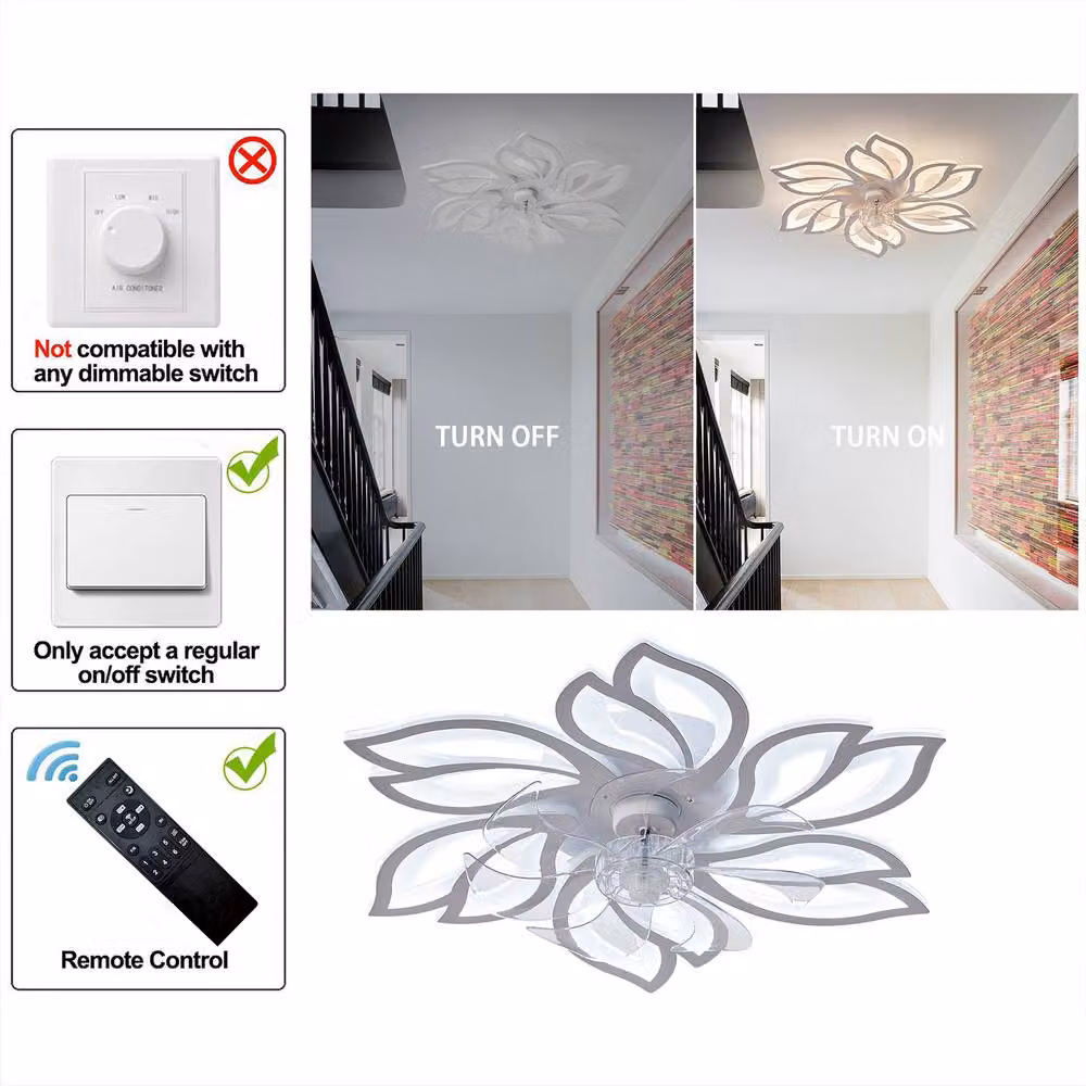 NIVOR White LED Ceiling Fan with Dimmable Light and Remote Control – 4