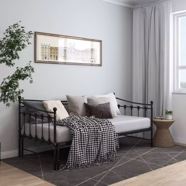 Berkfield Home Black Metal Pull-out Sofa Bed Frame W: 90 cm, D: 200 cm – 1