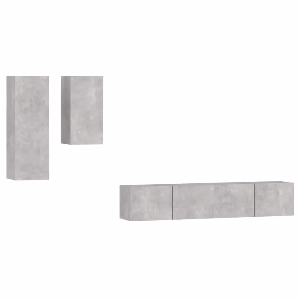 Berkfield Home 4 Piece Wall Mounted TV Cabinet Set in Matt Concrete Grey Engineered Wood – 2