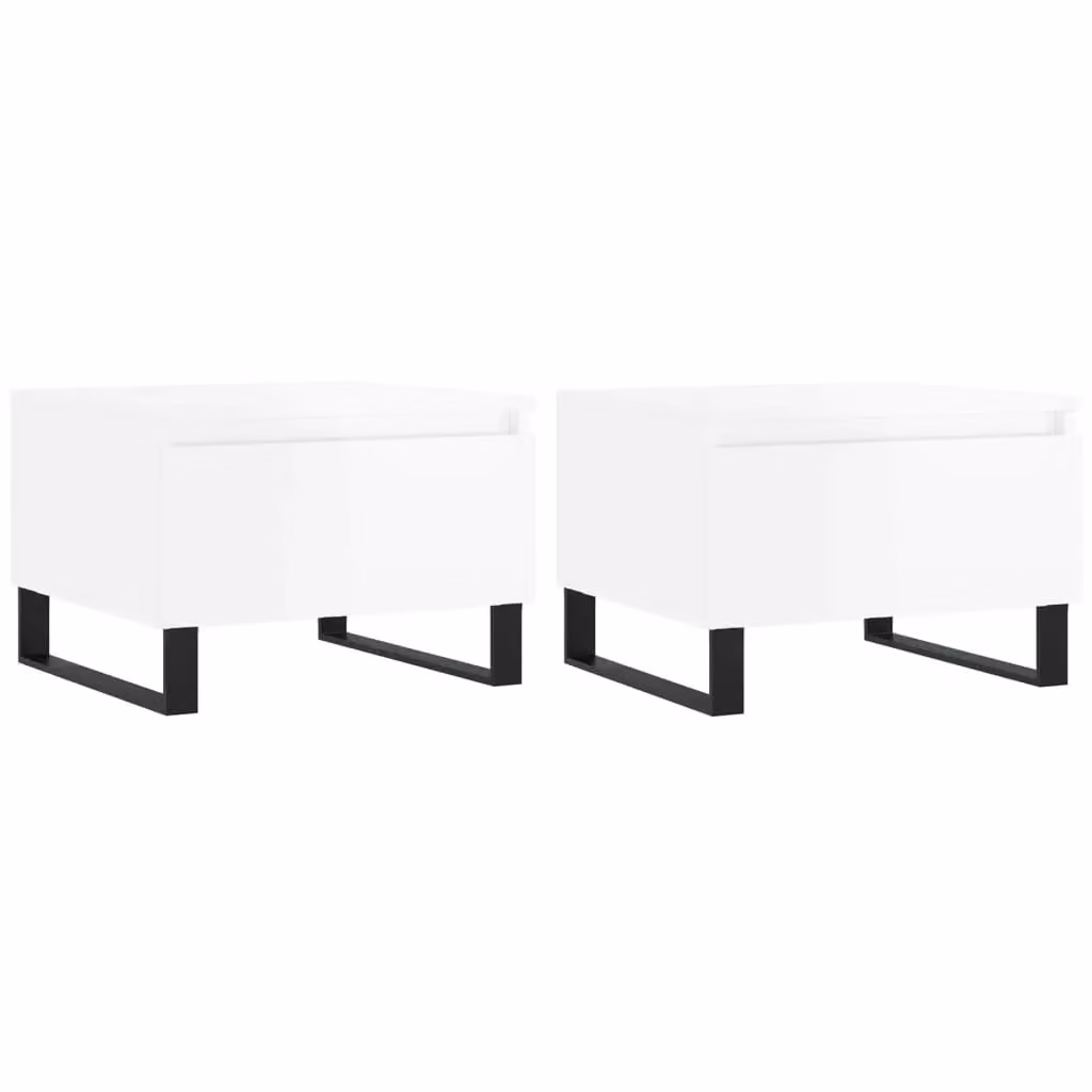 Berkfield Home Set of 2 Modern High Gloss White Nested Coffee Tables, W/D/H: 50 x 46 x 35 cm – 2