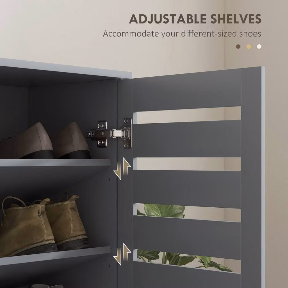 Wyld Haus Zifa Slim Shoe Cabinet in Dark Grey with 5 Tiers and Hinged Doors, W/D/H: 33 x 33 x 98 cm – 5