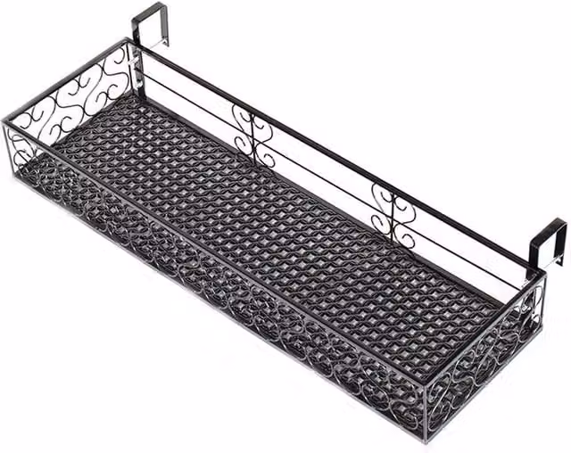 H&O Direct Black Hanging Railing Planter Window Box
