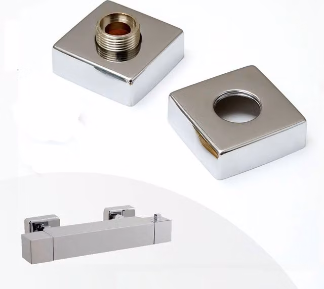 Nes Home Concealed Square Universal Shower S-Union Fittings in Silver