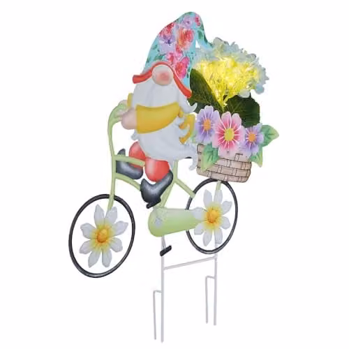 Globo Lighting Solar LED Garden Lamp Multicolour Gnome on Bicycle, Height: 52.5 cm – 1