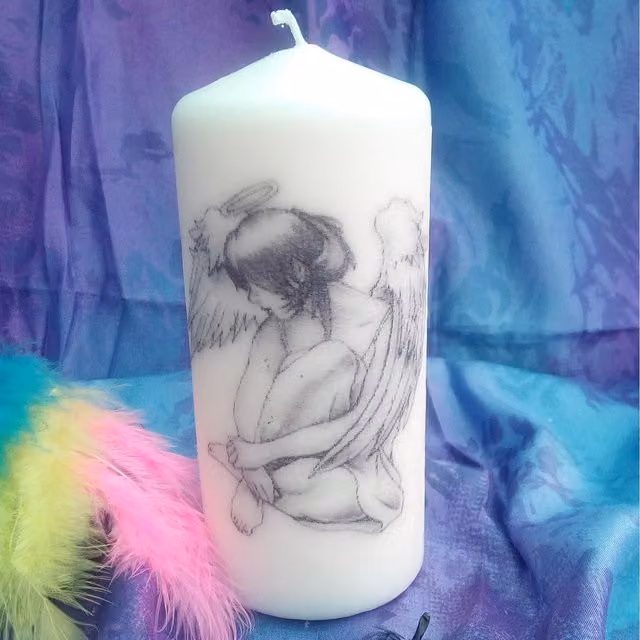 Viki White Angel Pillar Candle for Tabletop Decor