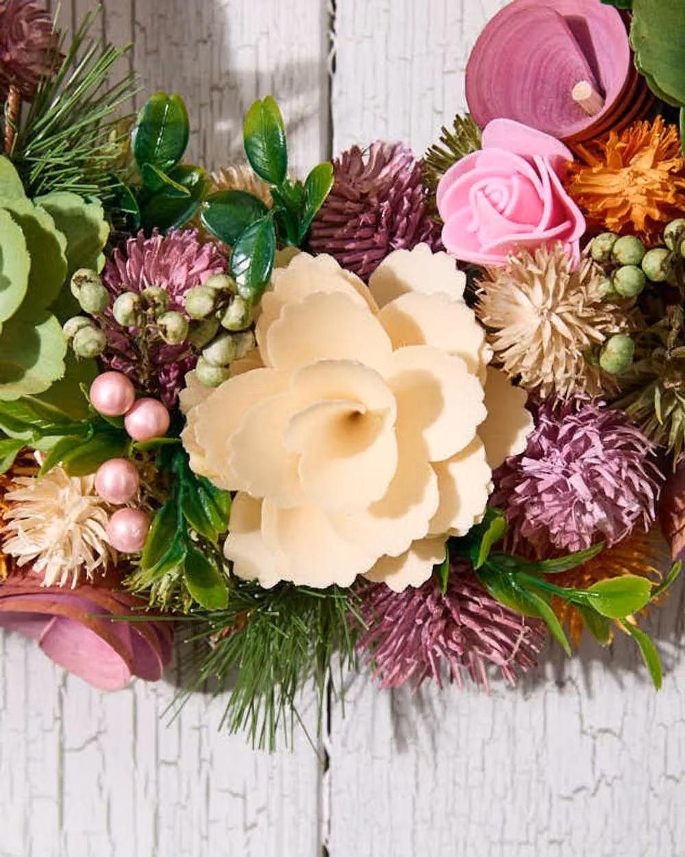 Dibor Multicolour Floral Summer and Spring Hanging Door Wreath, Diameter: 34 cm – 5