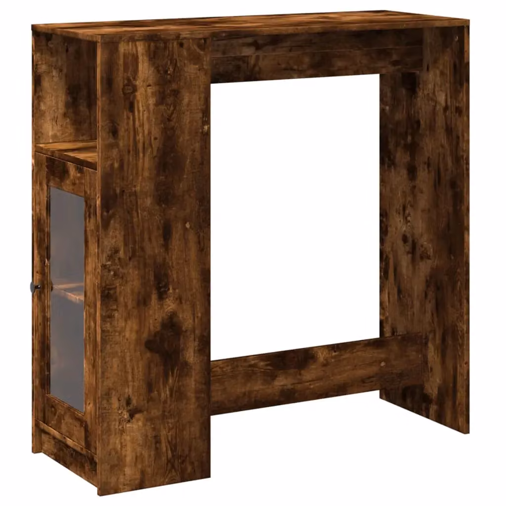 Berkfield Home Bar Table with Racks in Smoked Oak Brown, W/D/H: 101 x 40 x 103.5 cm – 2