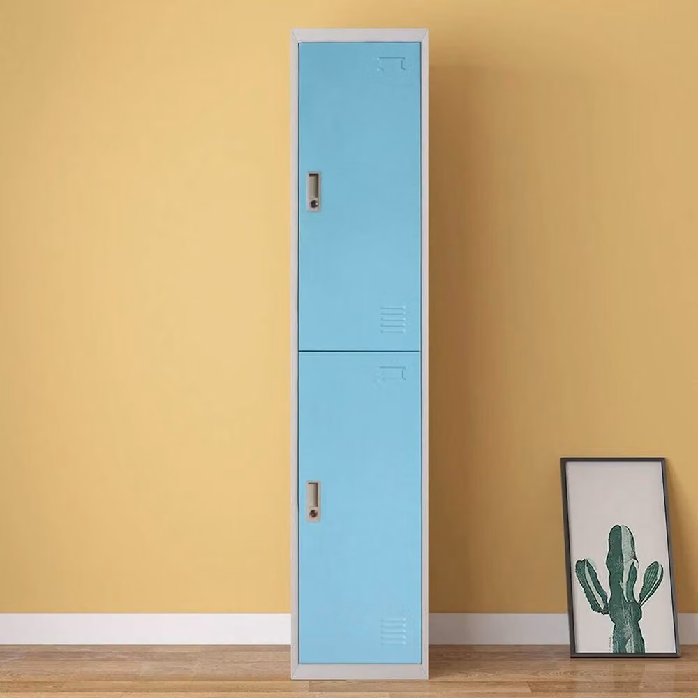 FORGEVIO Lockable 2 Door Metal Cabinet in Blue for Home, Office or School, H 180 x W 42 x D 38 cm – 2